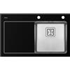 PYRAMIS Lavello integrato 1 vasca in vetro nero PYRAMIS Crystalon L 53 x L 86 cm, sgocciolatoio a sinistra