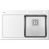 PYRAMIS Lavello integrato 1 vasca in vetro bianco PYRAMIS Crystalon L 53 x L 86 cm, sgocciolatoio a sinistra