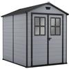 Keter Casetta da giardino in polipropilene grigio 1.8 x 2.3 m, superficie esterna 3.9 m² e spessore parete 16 mm, con pavimento e porta a due ante, KETER Exclusive
