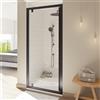 SANYCCES Porta doccia saloon L 200 cm x H 200 cm per nicchia in vetro trasparente SP. 8 mm, profilo nero, serie Style