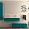 BADEN HAUS Mobile bagno sospeso con lavabo Modula blu petrolio cannettato per vasca centrale