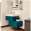 BADEN HAUS Mobile bagno sospeso con lavabo Modula blu petrolio cannettato, 3 cassetti per vasca centrale