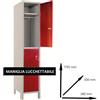 Leroy Merlin Armadio spogliatoio Monoblocco-Multi P50/B in acciaio grigio/rosso L 36 x H 179.5 x P 50 cm 2 ante per interno