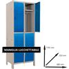 Leroy Merlin Armadio spogliatoio Monoblocco-Multi P35/C in acciaio grigio/blu L 68 x H 179.5 x P 35 cm 4 ante per interno