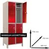 Leroy Merlin Armadio spogliatoio Monoblocco-Multi P35/D in acciaio grigio/rosso L 68 x H 179.5 x P 35 cm 4 ante per interno