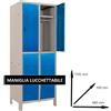 Leroy Merlin Armadio spogliatoio Monoblocco-Multi P50/C in acciaio grigio/blu L 68 x H 179.5 x P 50 cm 4 ante per interno