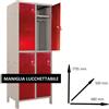 Leroy Merlin Armadio spogliatoio Monoblocco-Multi P50/D in acciaio grigio/rosso L 68 x H 179.5 x P 50 cm 4 ante per interno