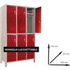 Leroy Merlin Armadio spogliatoio Monoblocco-Multi P35/F in acciaio grigio/rosso L 100 x H 179.5 x P 35 cm 6 ante per interno
