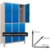Leroy Merlin Armadio spogliatoio Monoblocco-Multi P50/E in acciaio grigio/blu L 100 x H 179.5 x P 50 cm 6 ante per interno
