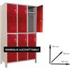 Leroy Merlin Armadio spogliatoio Monoblocco-Multi P50/F in acciaio grigio/rosso L 100 x H 179.5 x P 50 cm 6 ante per interno