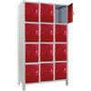 Leroy Merlin Armadietto multilocker Monoblocco 12 posti in acciaio grigio/rosso L 100 x H 179.5 x P 50 cm 12 ante per interno