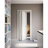 Leroy Merlin Porta interna pieghevole a libro Rimini25 in legno di abete colore bianco matrix, L 70 x H 210 cm, apertura a sinistra