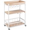 Wenko Carrello da cucina Rustico in mdf bianco/rovere L 80 x H 89.5 x P 40 cm, con ruote