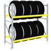 ANEMOS Scaffale in kit 2 ripiani Portagomme L 100 x P 50 x H 135 cm cromato e giallo, portata per ripiano 400 kg