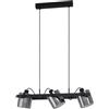 EGLO Lampadario Moderno Hornwood nero paralume nero e trasparente 3x E27 EGLO