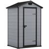 Keter Casetta da giardino in polipropilene grigio 1 x 1 m, superficie esterna 1.1 m² e spessore parete 16 mm, con pavimento e porta ad anta singola, KETER Exclusive