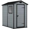 Keter Casetta da giardino in polipropilene grigio 1.3 x 1.9 m, superficie esterna 2.2 m² e spessore parete 16 mm, con pavimento e porta ad anta singola, KETER Exclusive