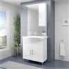 Leroy Merlin Mobile bagno da terra con lavabo e illuminazione Simona L 75 x H 81.5 x P 50.5 cm bianco lucido in mdf 2 ante per vasca centrale