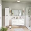 SENSEA Lavabo a incasso rettangolare doppia vasca Perla L 122 x H 15.6 x P 50 cm in solid surface bianco lucido