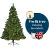 Kaemingk Albero di Natale Deco illuminato verde H 210 cm x ø 137 cm