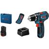 Bosch Professional Avvitatore a batteria BOSCH PROFESSIONAL GSR 12V-15 12 V 2 Ah, 2 batterie in valigetta in plastica