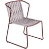 NATERIAL Sedia da giardino con braccioli Livia NATERIAL, struttura in alluminio rosso, seduta in corda grigia
