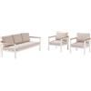 NATERIAL Salotto da giardino per 5 persone bianco Oris NATERIAL con cuscini in poliestere beige