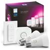 Philips Hue Set da 2 lampadine Starter KT, bridge, dimmer LED E27 goccia, opaco, luce fredda, 9W = 1100 LM (equiv 75 W), 150° dimmerabile, 150° PHILIPS HUE