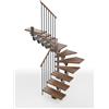 Iris Scala a rampa 2/4 di giro Vida IRIS, larghezza 60 cm, struttura in acciaio grigio antracite, gradini in legno faggio, colore noce