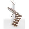 Iris Scala a rampa 2/4 di giro Vida, larghezza 60 cm, struttura in acciaio grigio argento, gradini in legno faggio, colore noce