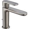 HUBER Rubinetto per lavabo a canna bassa getto laminare cristallino PLANO nichel satinato HUBER H 15.6 cm
