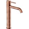 HUBER Rubinetto per lavabo getto laminare cristallino TAYRONA rame spazzolato satinato HUBER H 28.7 cm
