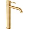 HUBER Rubinetto per lavabo getto laminare cristallino TAYRONA oro spazzolato satinato HUBER H 28.7 cm