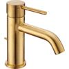 HUBER Rubinetto per lavabo a canna bassa getto laminare cristallino TAYRONA oro spazzolato satinato HUBER H 16.4 cm