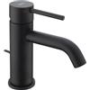 HUBER Rubinetto per lavabo a canna bassa getto laminare cristallino TAYRONA nero verniciato opaco HUBER H 16.4 cm