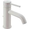 HUBER Rubinetto per lavabo a canna bassa getto laminare cristallino TAYRONA bianco verniciato opaco HUBER H 16.4 cm