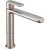 HUBER Rubinetto per lavabo a canna media getto laminare cristallino PLANO nichel satinato HUBER H 22.1 cm