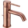 HUBER Rubinetto per lavabo a canna bassa getto laminare cristallino TAYRONA rame spazzolato satinato HUBER H 16.4 cm