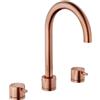 HUBER Rubinetto per lavabo getto laminare cristallino TAYRONA rame spazzolato satinato HUBER H 26 cm