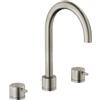 HUBER Rubinetto per lavabo getto laminare cristallino TAYRONA nichel satinato HUBER H 26 cm