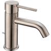 HUBER Rubinetto per lavabo a canna bassa getto laminare cristallino TAYRONA nichel satinato HUBER H 16.4 cm