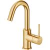 HUBER Rubinetto per lavabo getto laminare cristallino TAYRONA oro spazzolato satinato HUBER H 26.4 cm