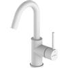 HUBER Rubinetto per lavabo getto laminare cristallino TAYRONA bianco verniciato opaco HUBER H 26.4 cm