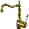 HUBER Rubinetto per lavabo getto laminare cristallino OXFORD bronzo satinato HUBER H 26 cm