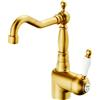 HUBER Rubinetto per lavabo getto laminare cristallino OXFORD oro spazzolato satinato HUBER H 26 cm
