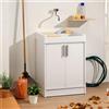 Leroy Merlin Mobile lavanderia con cesto portabiancheria con lavabo incluso Ada in abs bianco ottico P 50 x L 60 x H 84 cm