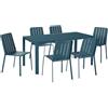 NATERIAL Set tavolo e sedie Idaho NATERIAL in alluminio blu per 6 persone