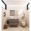 ROCA Mobile bagno sospeso con lavabo e sifone L 78.5 x H 57 x P 46 cm grigio laccato, maniglie e piedini neri 2 cassetti per vasca centrale Alpine