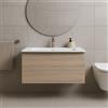 Leroy Merlin Mobile da bagno sospeso sotto lavabo Pixel plain 1 cassetto olmo Rousseau e maniglia alluminio brillante L 80 x H 40 x P 45.5 cm