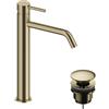 SANYCCES Rubinetto per lavabo getto laminare cristallino LOOP oro spazzolato lucido SANYCCES